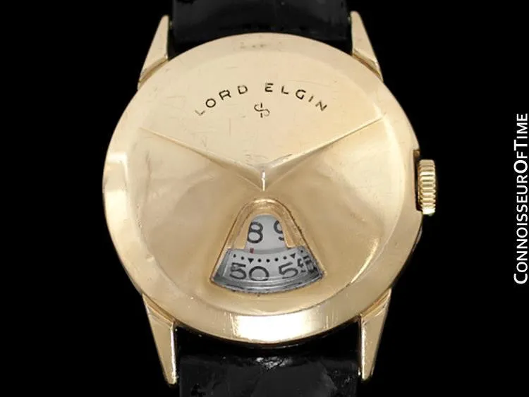 1950's Lord Elgin Direct Read "Chevron" Digital Jump Hour Watch - 14K Gold Filled