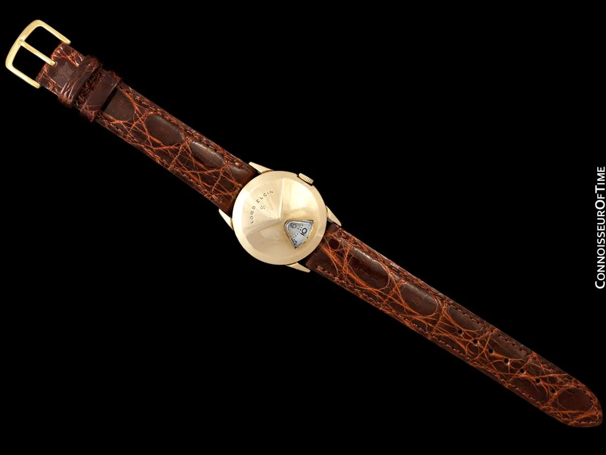 1950's Lord Elgin Direct Read "Chevron" Digital Jump Hour Watch - 14K Gold Filled