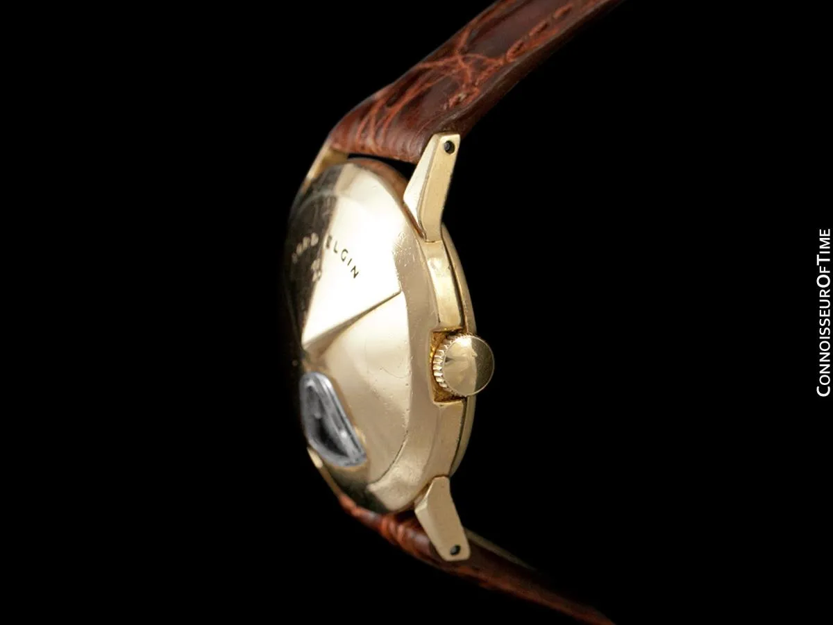 1950's Lord Elgin Direct Read "Chevron" Digital Jump Hour Watch - 14K Gold Filled