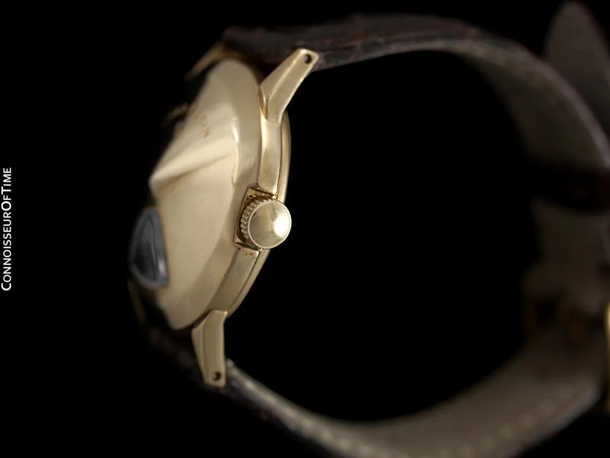 1950's Lord Elgin Direct Read "Chevron" Digital Jump Hour Watch - 14K Gold Filled