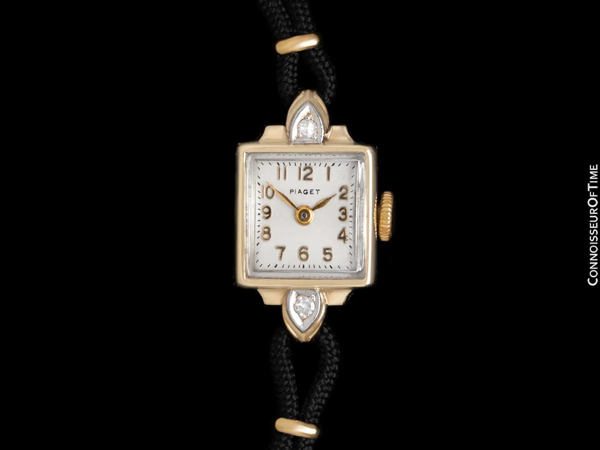 1950's Piaget Vintage Ladies Handwound Dress Watch - 14K Gold & Diamonds