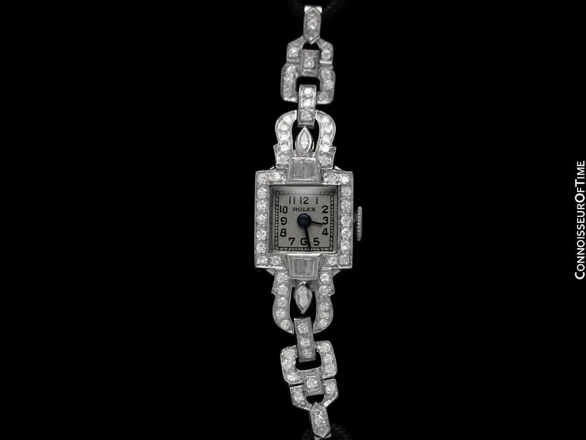 1950's Rolex Ladies Vintage Cocktail Watch - Platinum & Diamonds