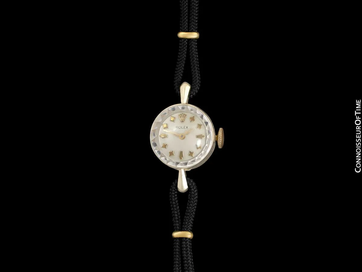 1950's Rolex Ladies Vintage Watch with Rare Star Dial - 14K Gold