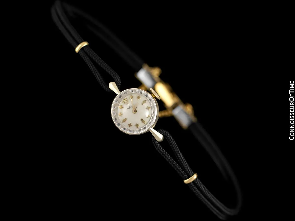 1950's Rolex Ladies Vintage Watch with Rare Star Dial - 14K Gold