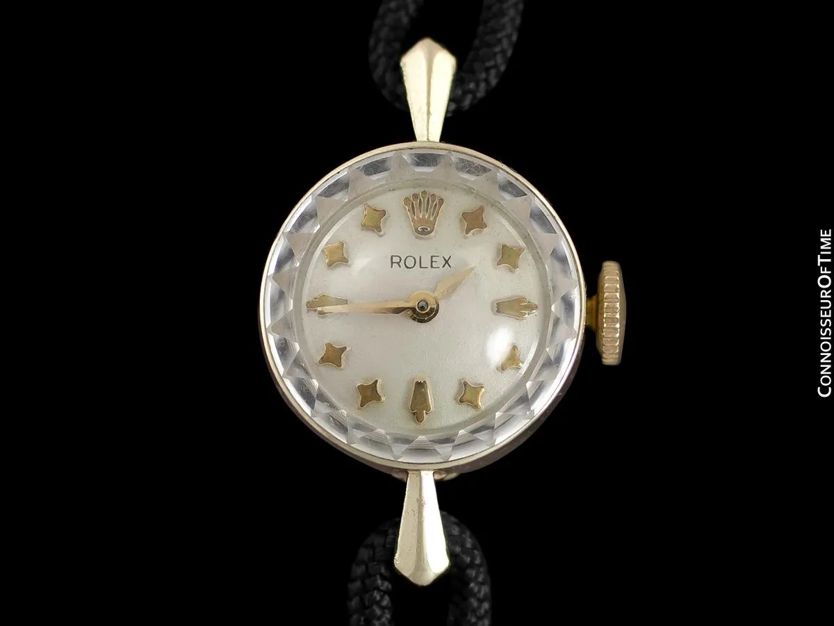 1950's Rolex Ladies Vintage Watch with Rare Star Dial - 14K Gold