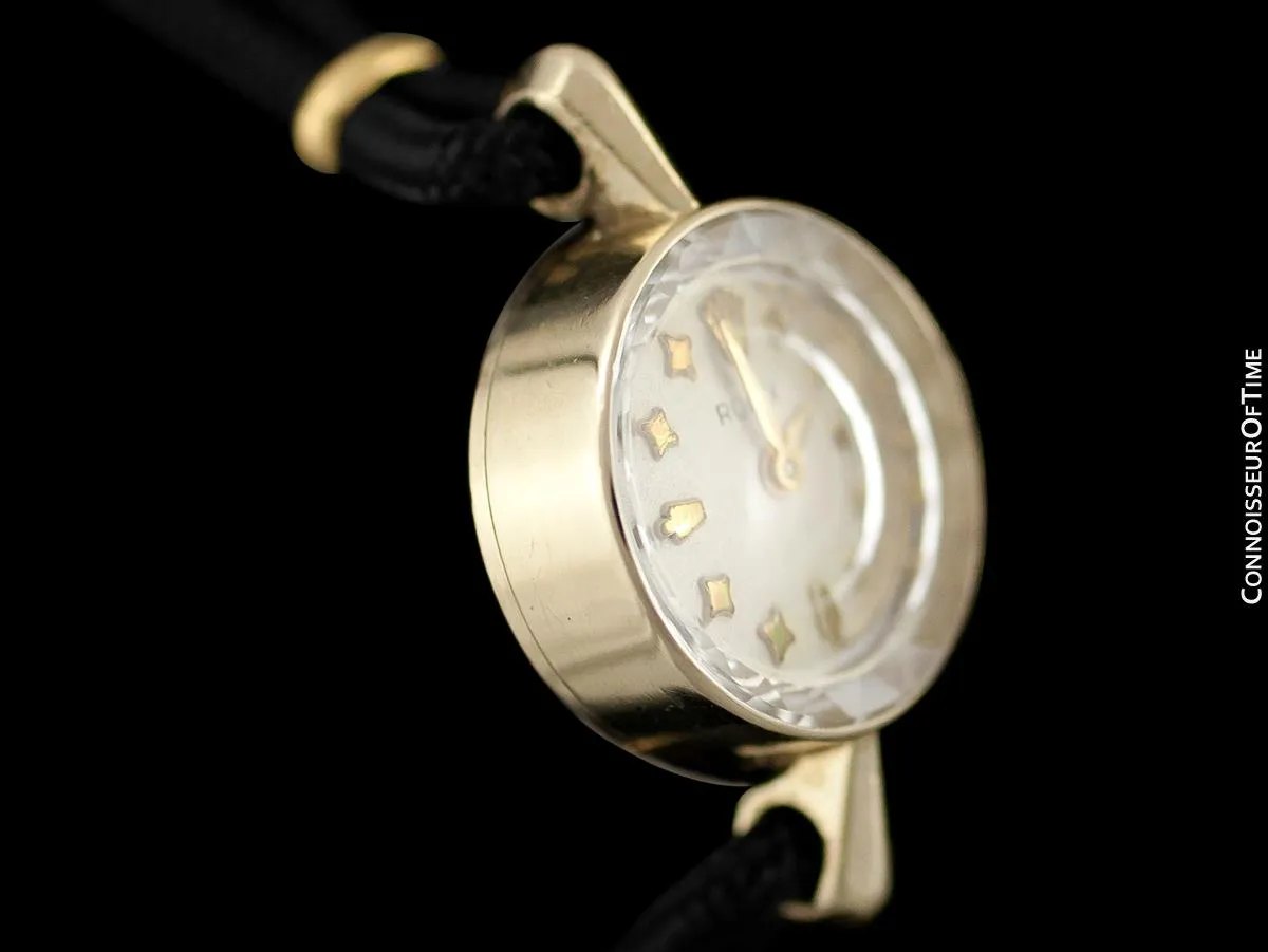 1950's Rolex Ladies Vintage Watch with Rare Star Dial - 14K Gold