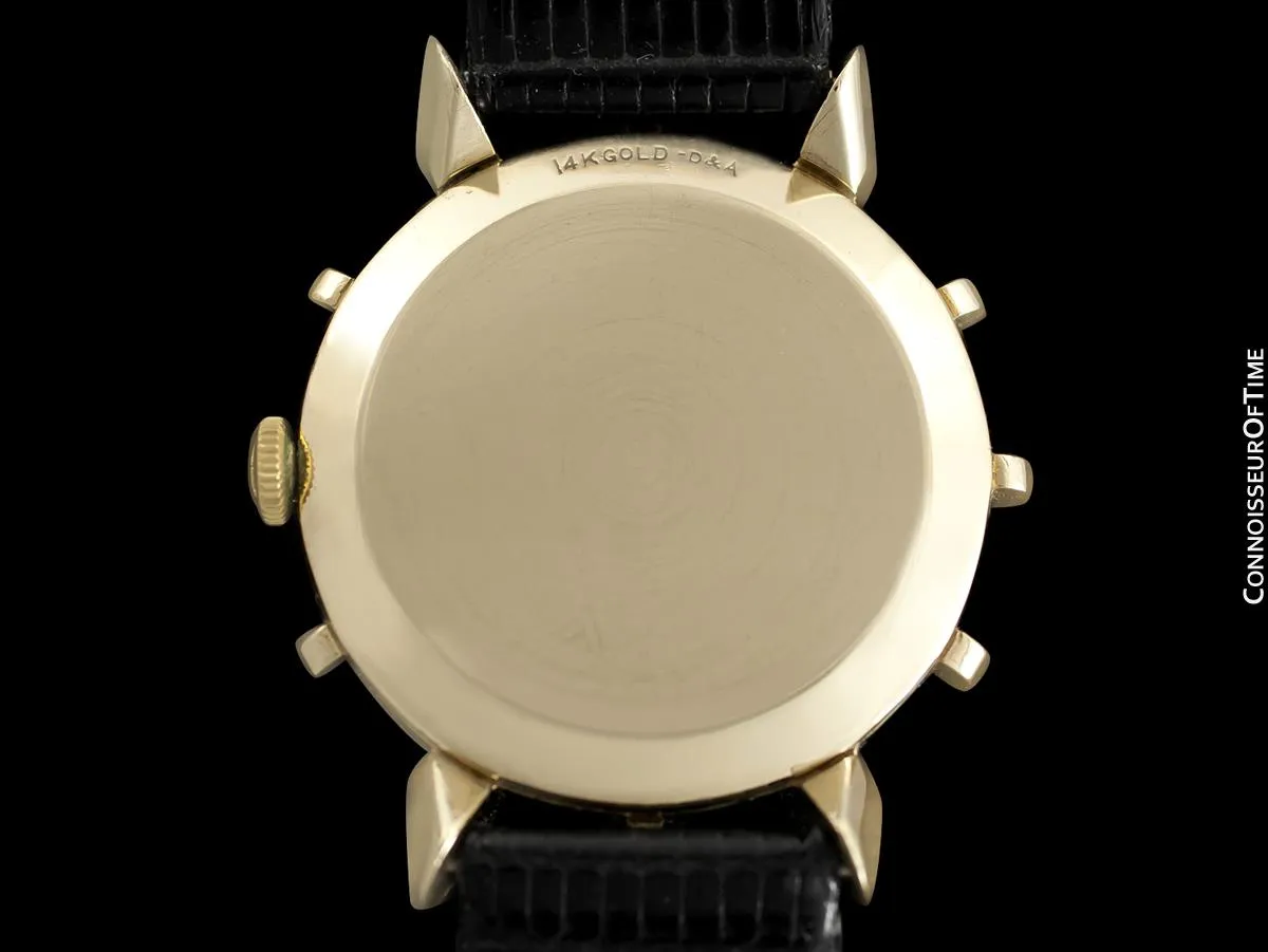 1952 Jaeger-LeCoultre Vintage Mens Watch, Rare Bradley II Model, 14K Gold - The Ships Wheel