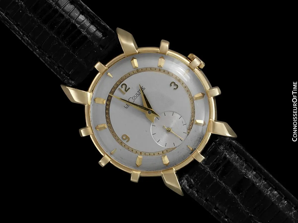 1952 Jaeger-Lecoultre Vintage Mens Watch, Rare Bradley II Model, 14K Gold - The Ships Wheel