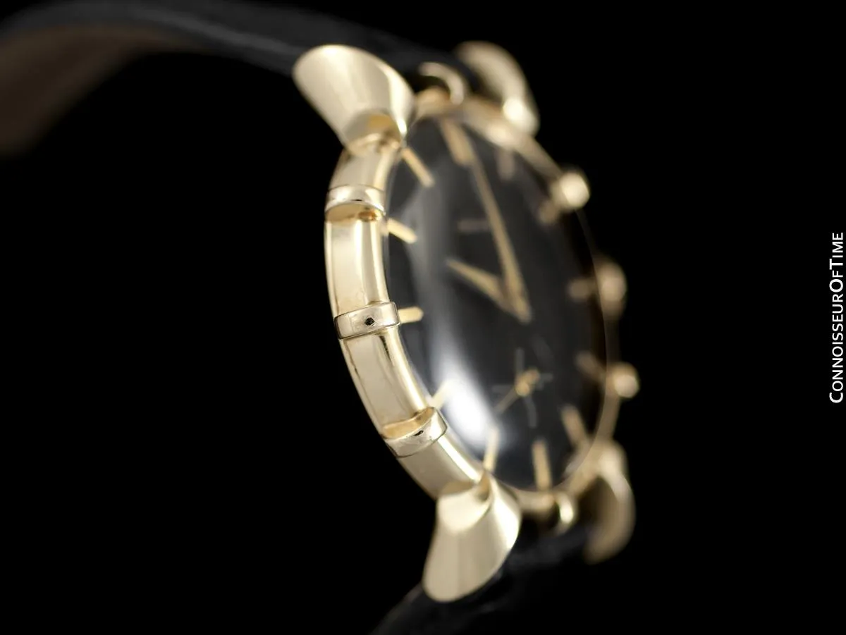 1952 Jaeger-LeCoultre Vintage Mens Watch, Rare Bradley II Model, 14K Gold - The Ships Wheel