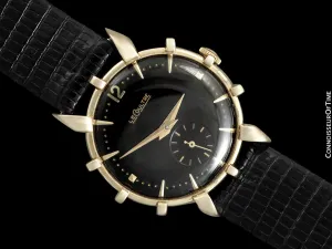1952 Jaeger-LeCoultre Vintage Mens Watch, Rare Bradley II Model, 14K Gold - The Ships Wheel