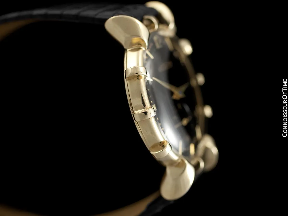 1952 Jaeger-LeCoultre Vintage Mens Watch, Rare Bradley II Model, 14K Gold - The Ships Wheel