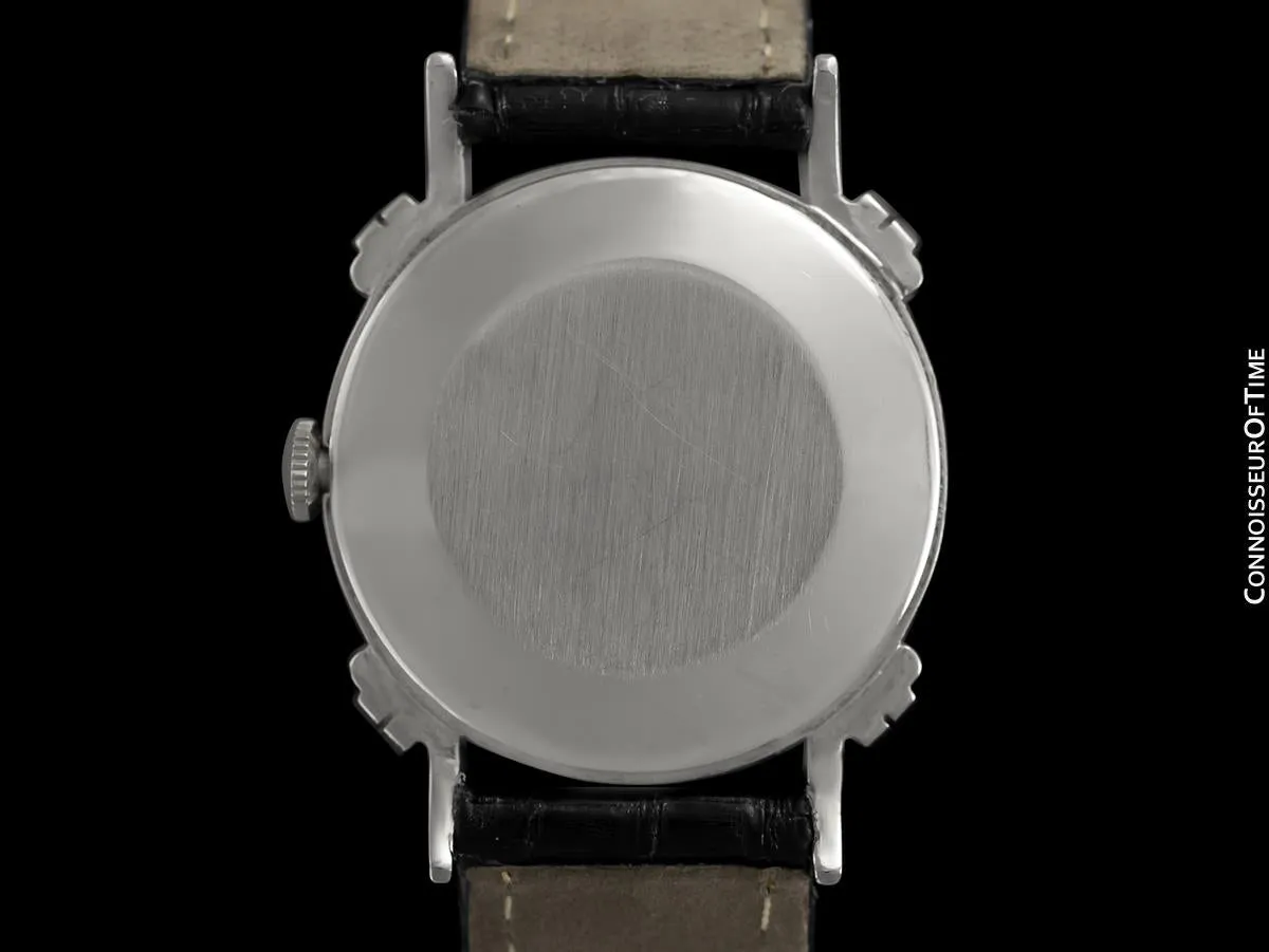 1952 Longines Vintage Mens Midsize Watch with Knot Lugs - 14K White Gold and Diamonds