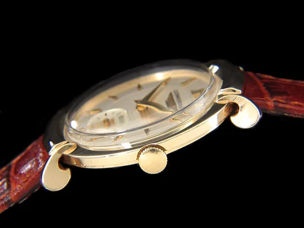 1954 Longines Vintage Mens Handwound Dress Watch, Beautiful Design - 14K Gold