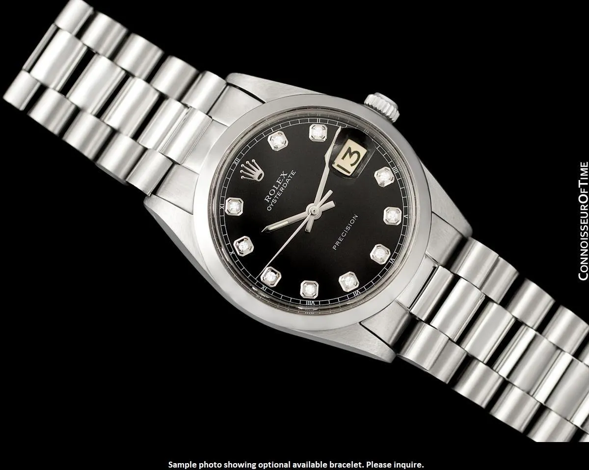 1957 Rolex Oyster Precision Classic Vintage Mens Handwound Watch with Tiffany Blue Dial - Stainless Steel & Diamond
