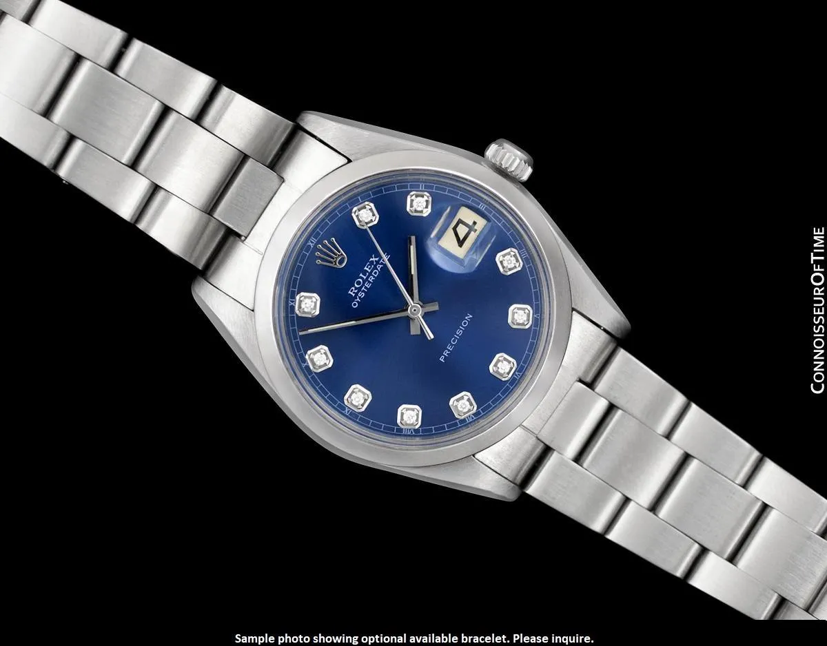 1957 Rolex Oyster Precision Classic Vintage Mens Handwound Watch with Tiffany Blue Dial - Stainless Steel & Diamond