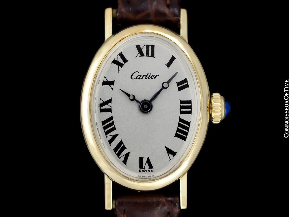 1960's Cartier Vintage Classic Ladies Handwound Watch - 14K Gold