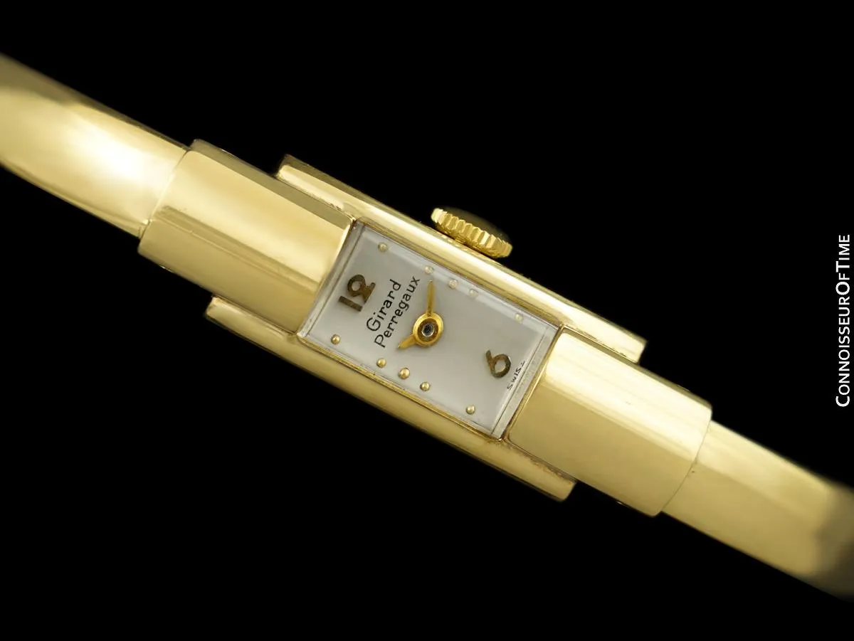 1960's Girard Perregaux Vintage Ladies Cuff Bracelet Factory Original Watch - 14K Gold Watch