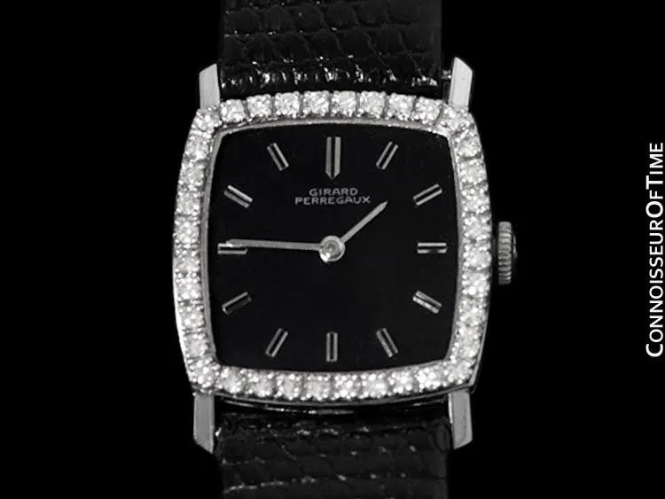 1960's Girard Perregaux Vintage Ladies Unisex Dress Watch - 14K White Gold & Diamonds