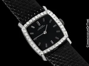 1960's Girard Perregaux Vintage Ladies Unisex Dress Watch - 14K White Gold & Diamonds