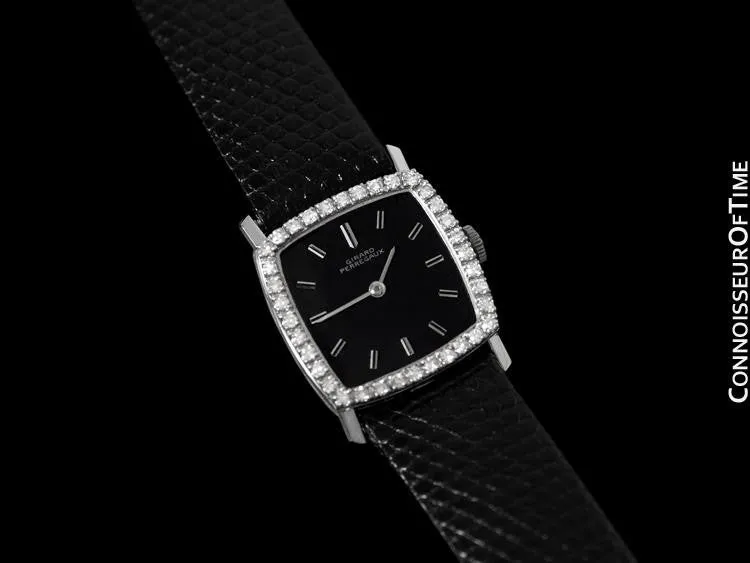 1960's Girard Perregaux Vintage Ladies Unisex Dress Watch - 14K White Gold & Diamonds
