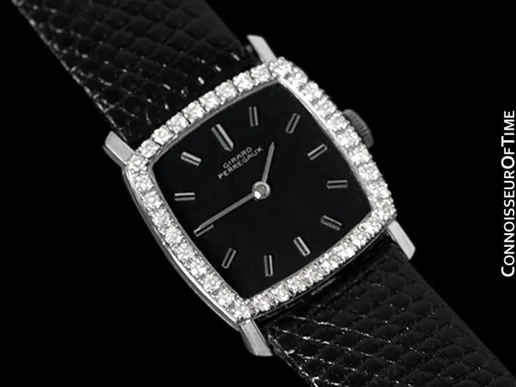 1960's Girard Perregaux Vintage Ladies Unisex Dress Watch - 14K White Gold & Diamonds