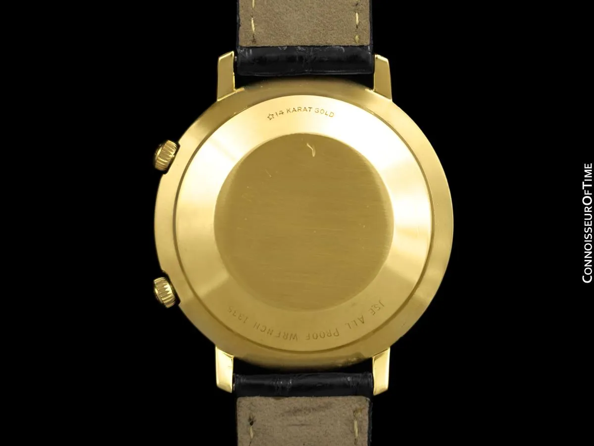 1960's Jaeger-LeCoultre Vintage Mens Memovox Alarm Reveil, Automatic - 14K Gold