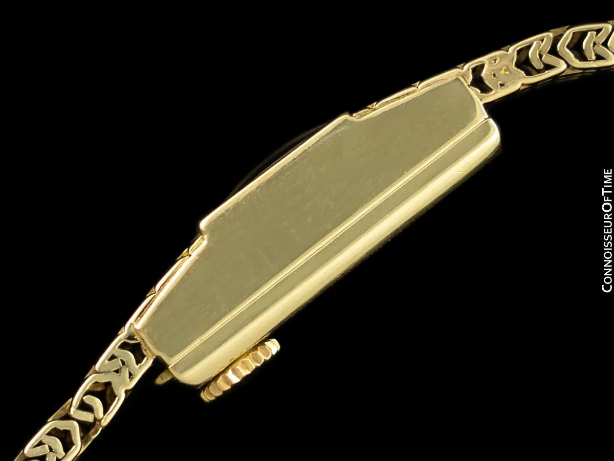 1960's Tiffany & Co. Ladies Backwind Miniature Bracelet Watch - 14K Gold with Box