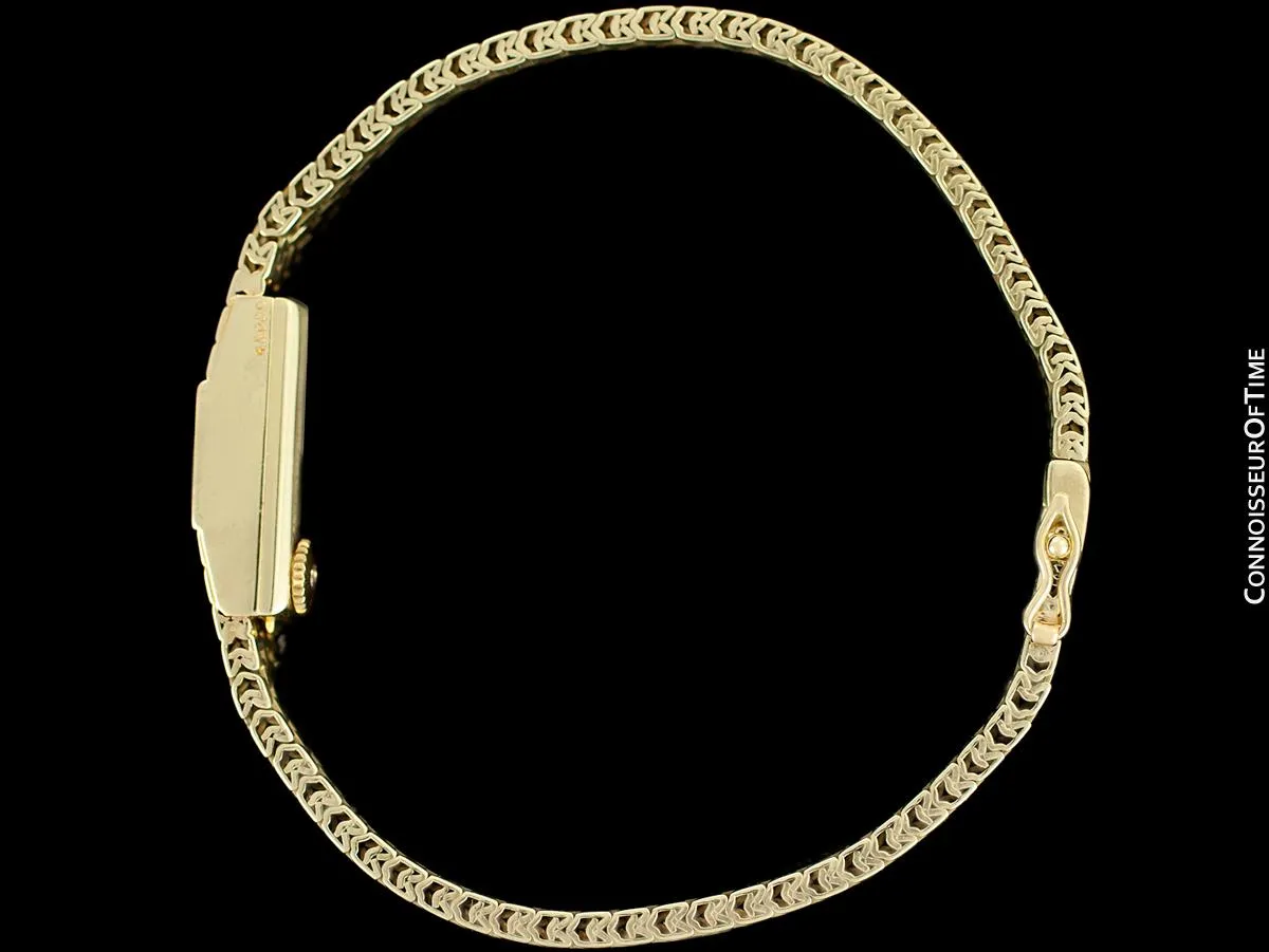 1960's Tiffany & Co. Ladies Backwind Miniature Bracelet Watch - 14K Gold with Box