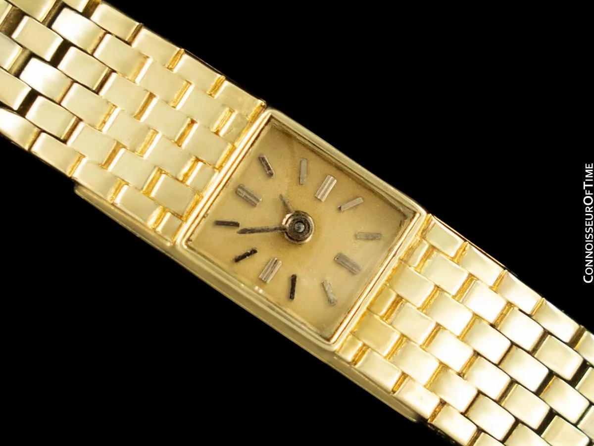 1960's Tiffany & Co. Ladies Backwind Miniature Bracelet Watch - 14K Gold with Box