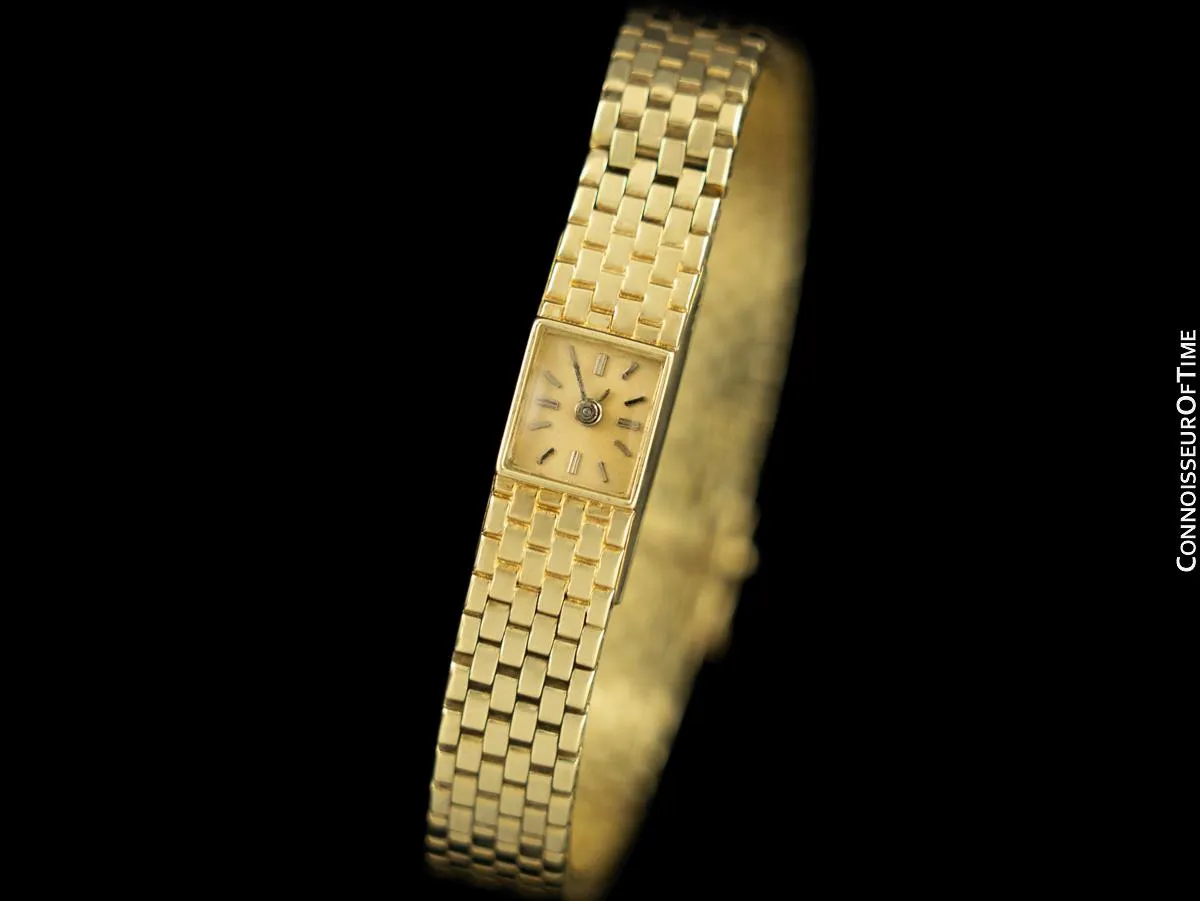 1960's Tiffany & Co. Ladies Backwind Miniature Bracelet Watch - 14K Gold with Box