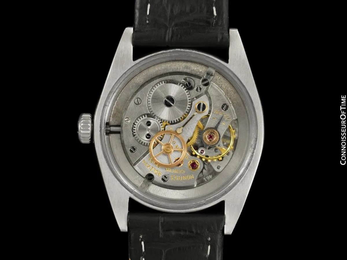 1961 Rolex Oyster Precision Classic Vintage Mens Handwound Watch with Black Dial - Stainless Steel