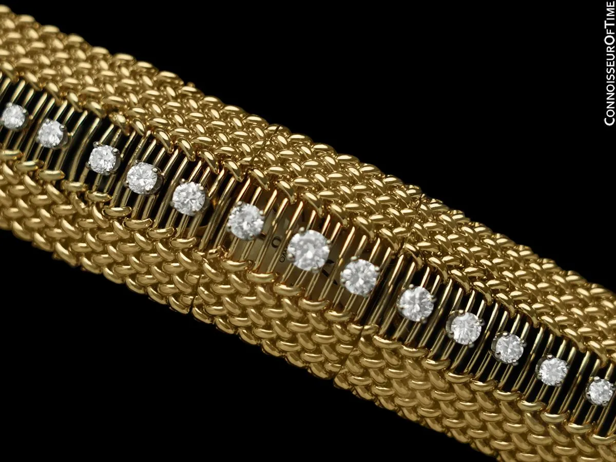 1964 Omega Ladies Vintage Cocktail Covered 14K Gold & Diamond Watch - All Original