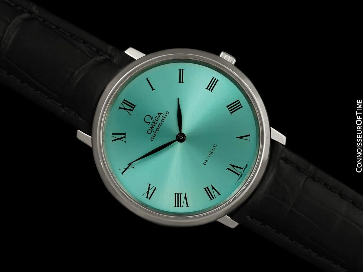 1969 Omega Vintage De Ville Mens Full Size Automatic Watch with Tiffany Blue Dial - Stainless Steel