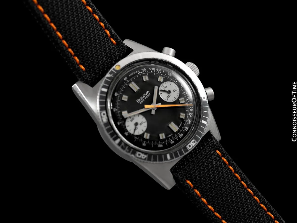 1970 Bulova Deep Sea 666 ft. Divers Vintage Mens Ghost Coke Bezel Chronograph Watch - Stainless Steel