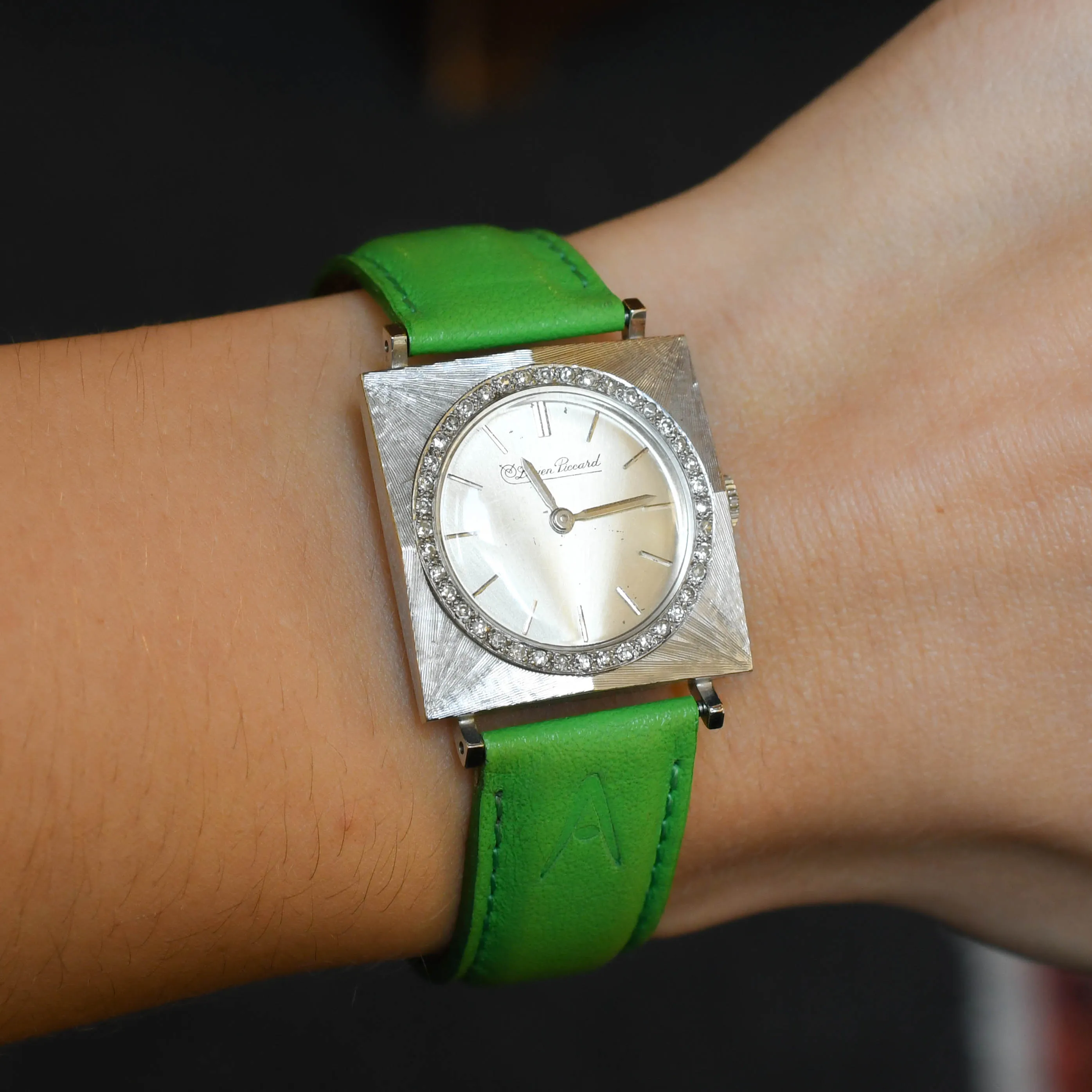 1970's Lucien Piccard Diamond & 14k White Gold Wristwatch