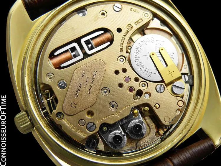 1973 Omega Geneve Chronometer f300 Hz Accutron Large Vintage Mens - 18K Gold Plated & Stainless Steel