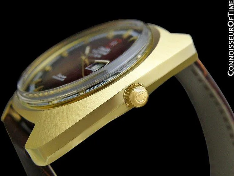 1973 Omega Geneve Chronometer f300 Hz Accutron Large Vintage Mens - 18K Gold Plated & Stainless Steel