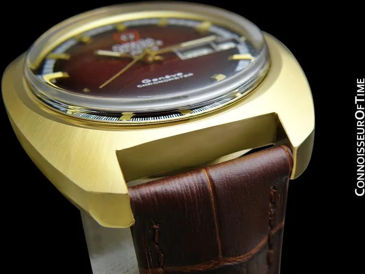 1973 Omega Geneve Chronometer f300 Hz Accutron Large Vintage Mens - 18K Gold Plated & Stainless Steel