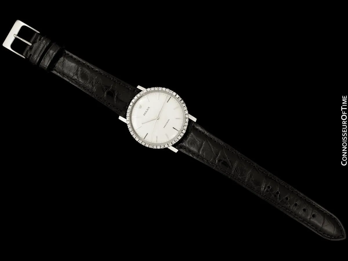 1974 Rolex Precision Vintage Mens Ref. 3411 Dress Watch - Stainless Steel & Diamonds