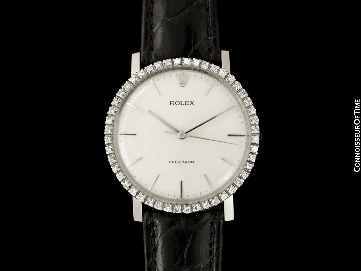 1974 Rolex Precision Vintage Mens Ref. 3411 Dress Watch - Stainless Steel & Diamonds