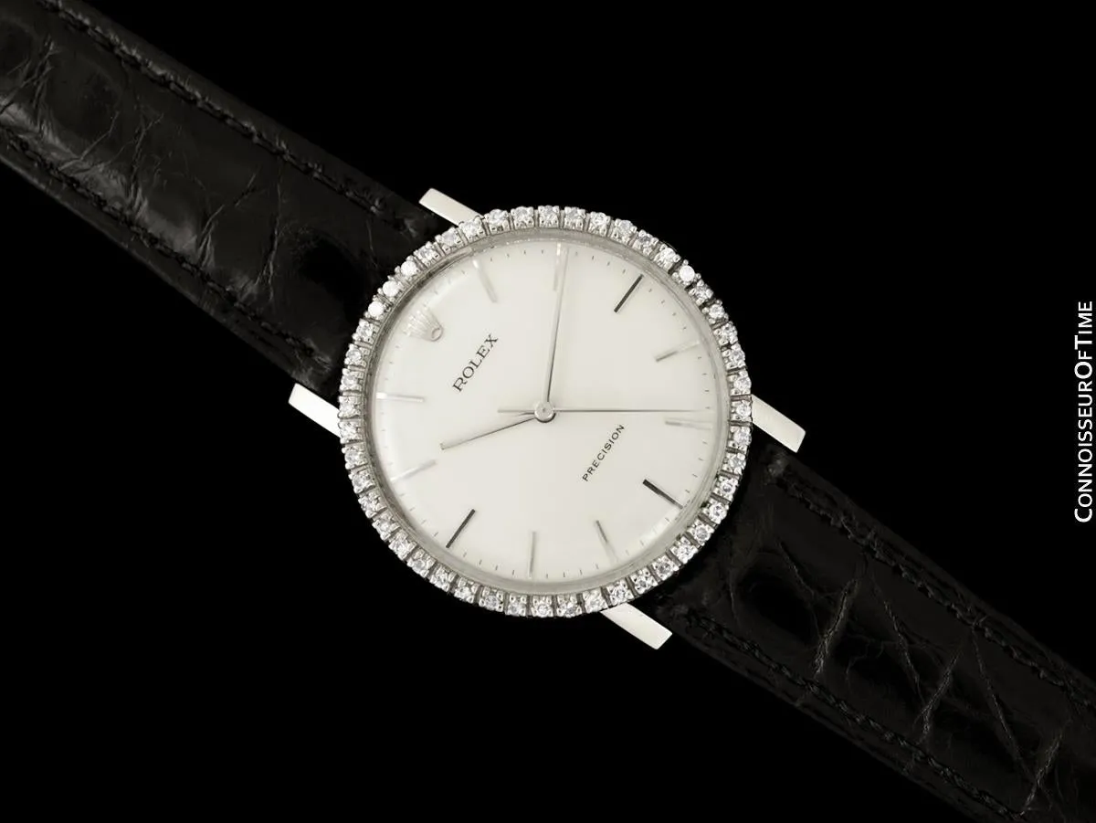 1974 Rolex Precision Vintage Mens Ref. 3411 Dress Watch - Stainless Steel & Diamonds