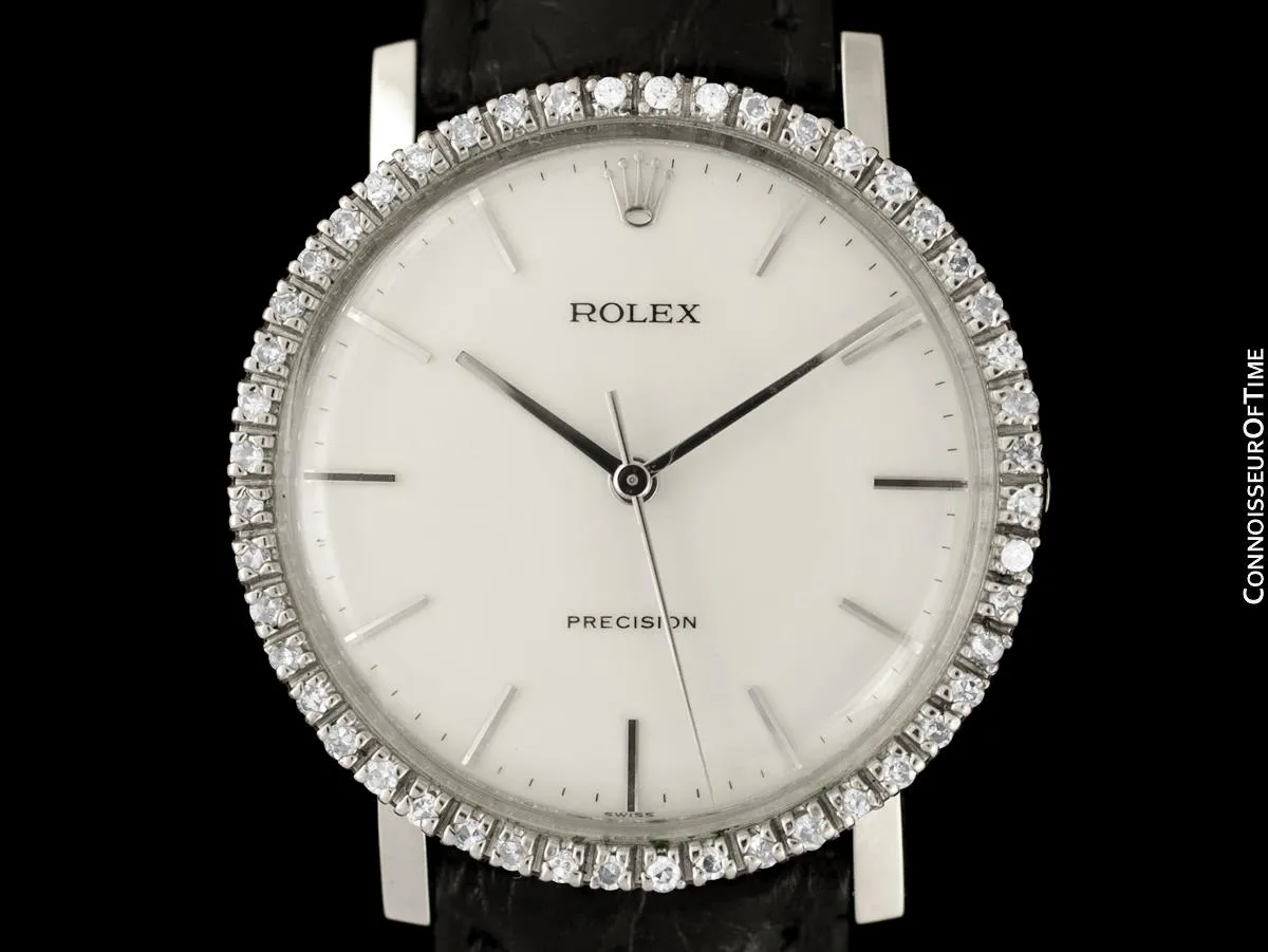 1974 Rolex Precision Vintage Mens Ref. 3411 Dress Watch - Stainless Steel & Diamonds