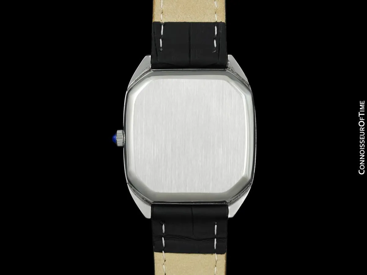 1978 Omega Constellation Chronometer Vintage Mens Tonneau Watch with Blue Vignette Dial - Stainless Steel