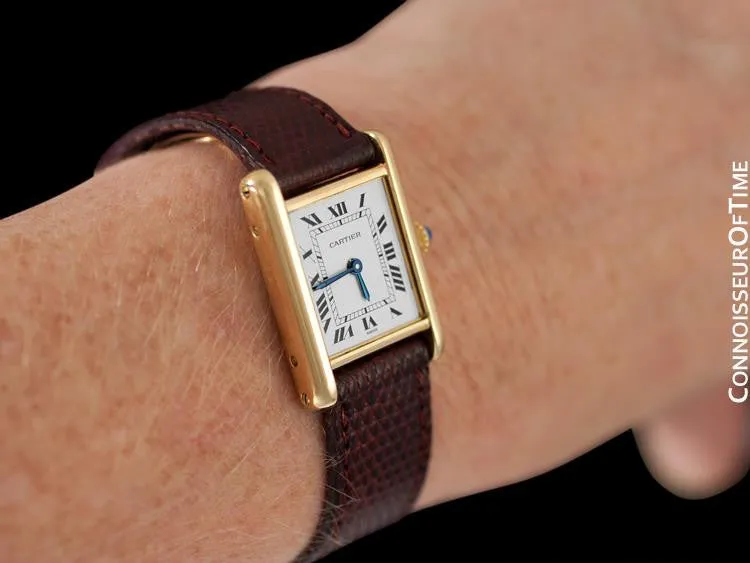 1979 Cartier Vintage Ladies Tank Watch with Deployment Buckle - Solid 18K Gold