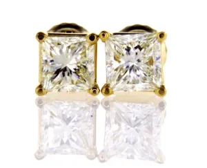 1CT J /VVS2 Guinness Diamond Stud Earrings Certified 14K Gold Princess Cut