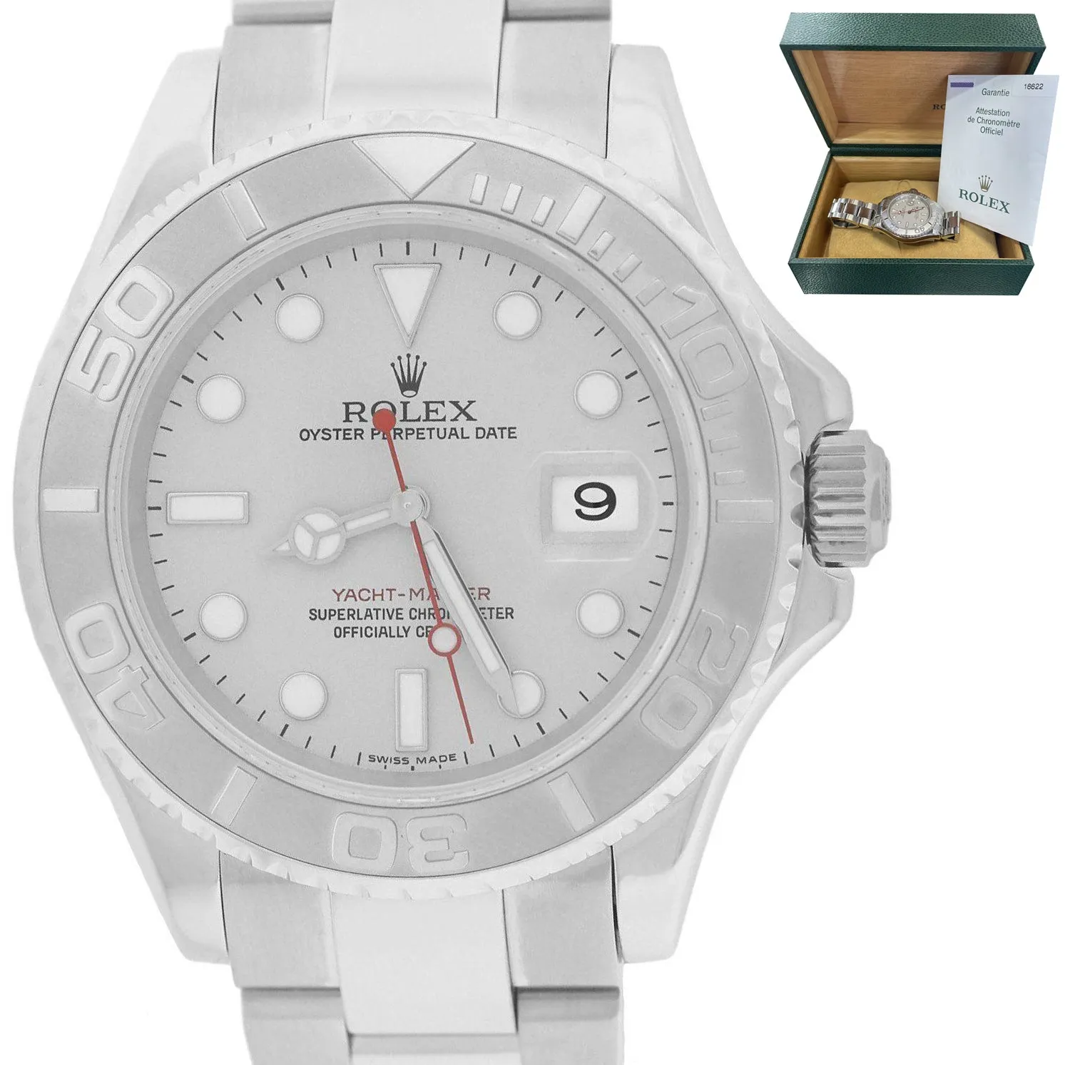 2005 Rolex Yacht-Master 16622 Stainless Steel Platinum Rolesium 40mm Date Watch