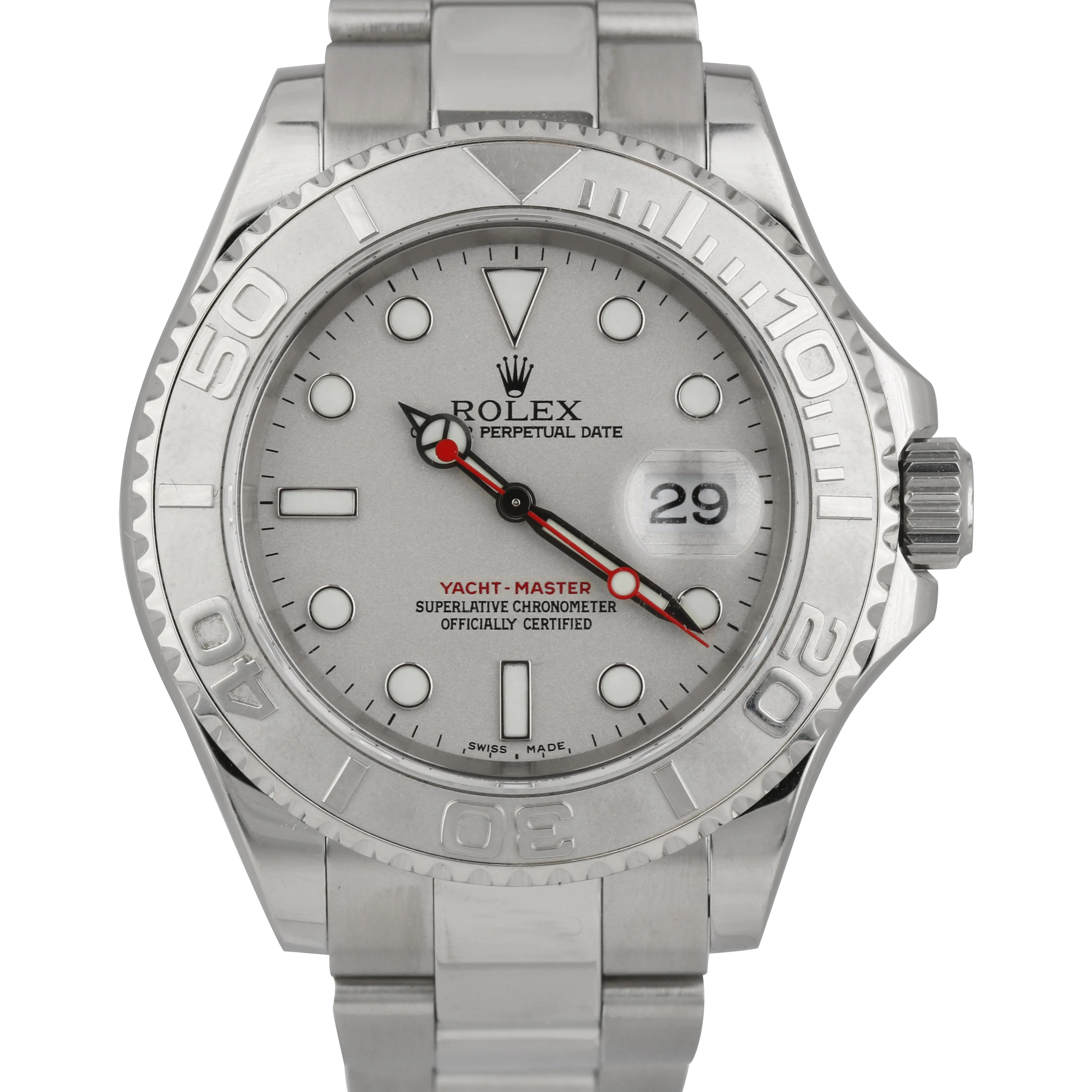2006 MINT Rolex Yacht-Master Stainless Steel Platinum 40mm Swiss Watch 16622 BP