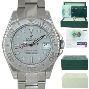 2007 PAPERS Rolex Yacht-Master 168622 Steel Platinum Ladies Midsize 35mm Watch