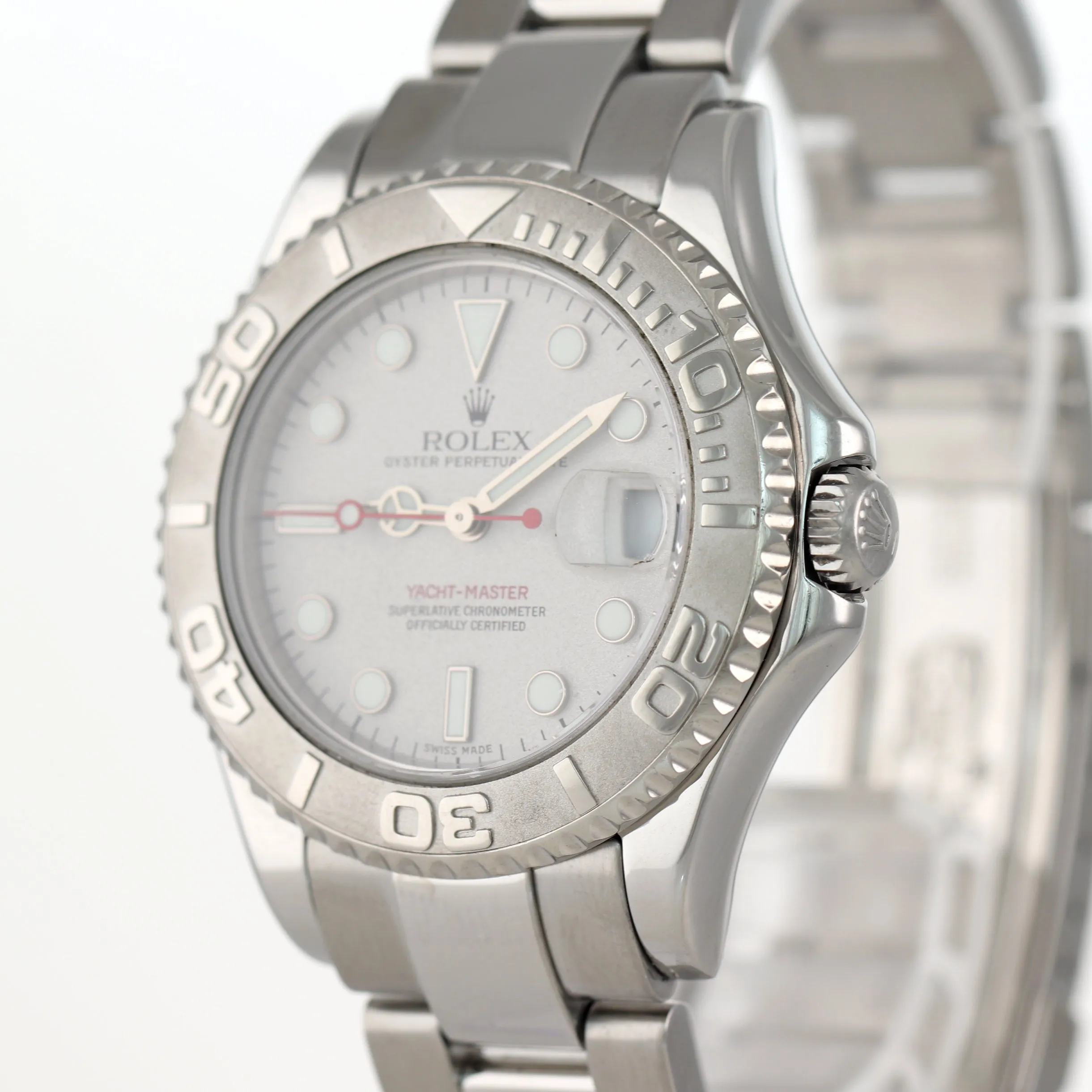 2007 PAPERS Rolex Yacht-Master 168622 Steel Platinum Ladies Midsize 35mm Watch