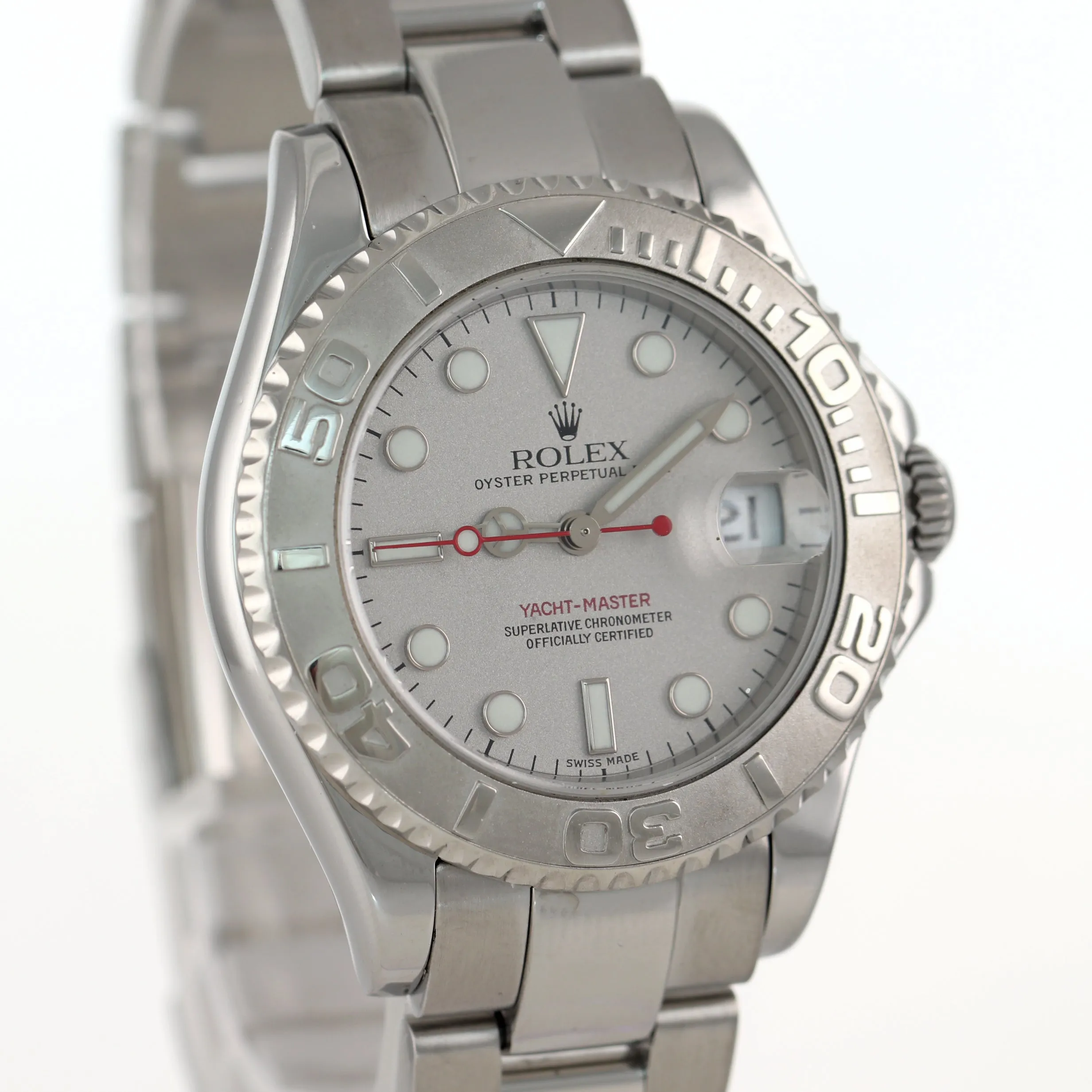 2007 PAPERS Rolex Yacht-Master 168622 Steel Platinum Ladies Midsize 35mm Watch